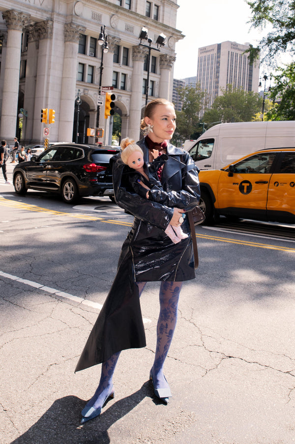 Glossy Navy Vegan Leather Crop Jacket "The Weapon"