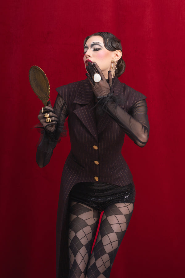 Pinstripe Asymmetric Tailored Vest “Iconic”