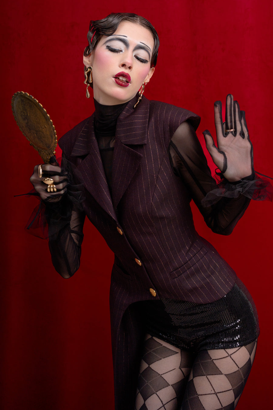 Pinstripe Asymmetric Tailored Vest