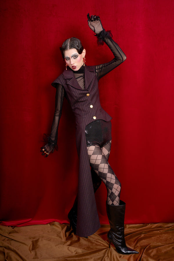 Pinstripe Asymmetric Tailored Vest “Iconic”