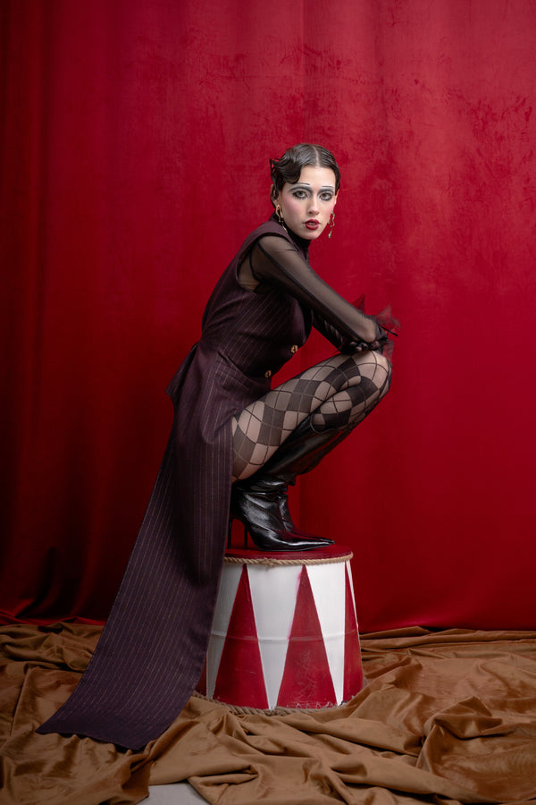 Pinstripe Asymmetric Tailored Vest “Iconic”