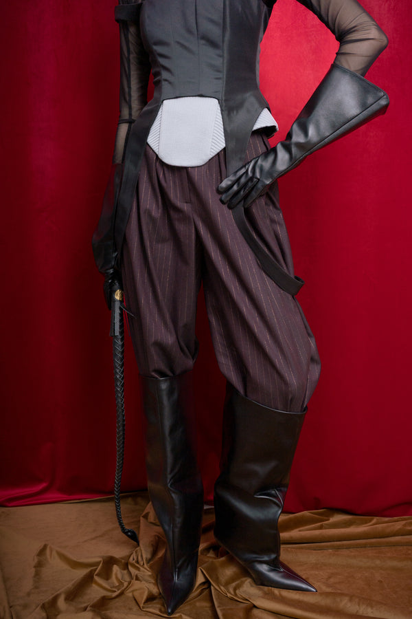 Pinstripe Wide-Leg Suit Pants “Iconic”