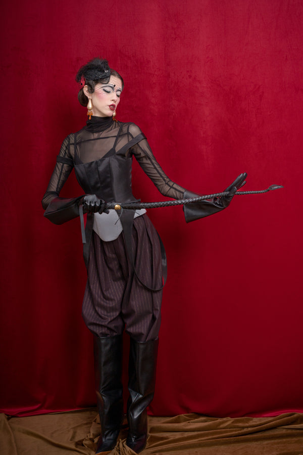 Pinstripe Wide-Leg Suit Pants “Iconic”