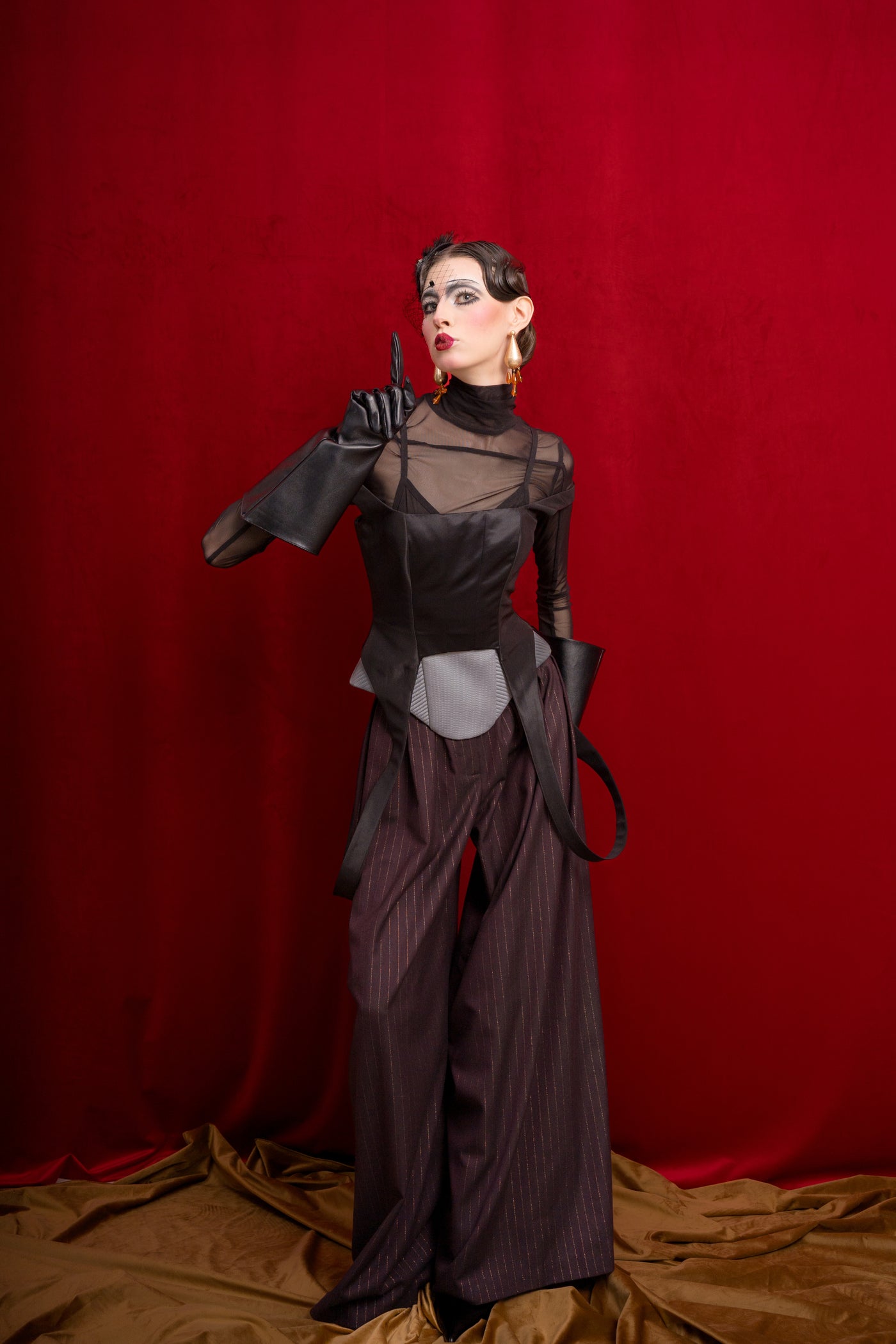 Pinstripe Wide-Leg Pants