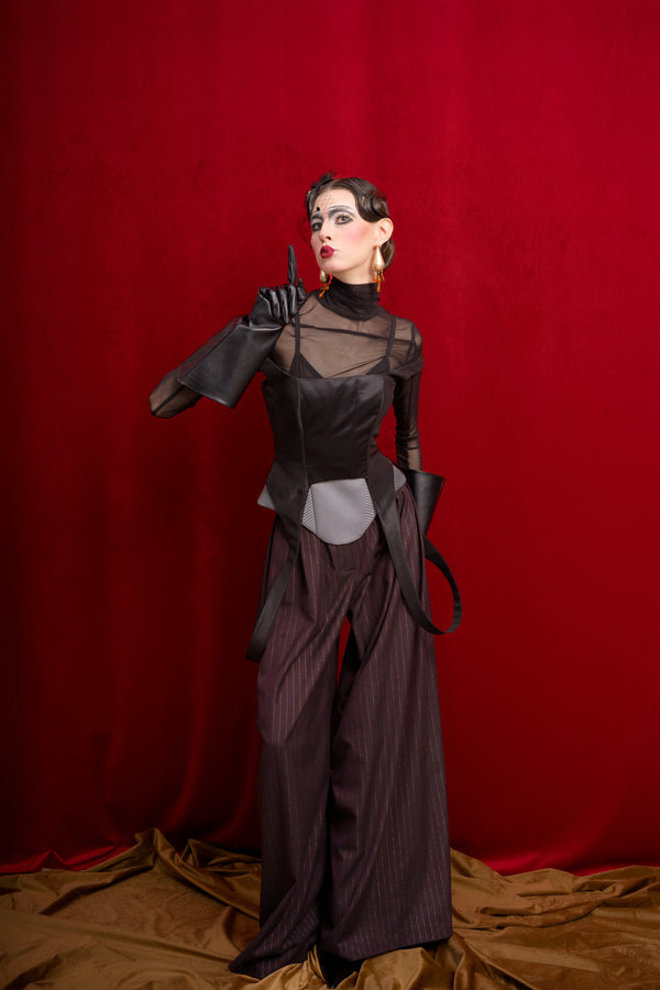 Pinstripe Wide-Leg Suit Pants “Iconic”