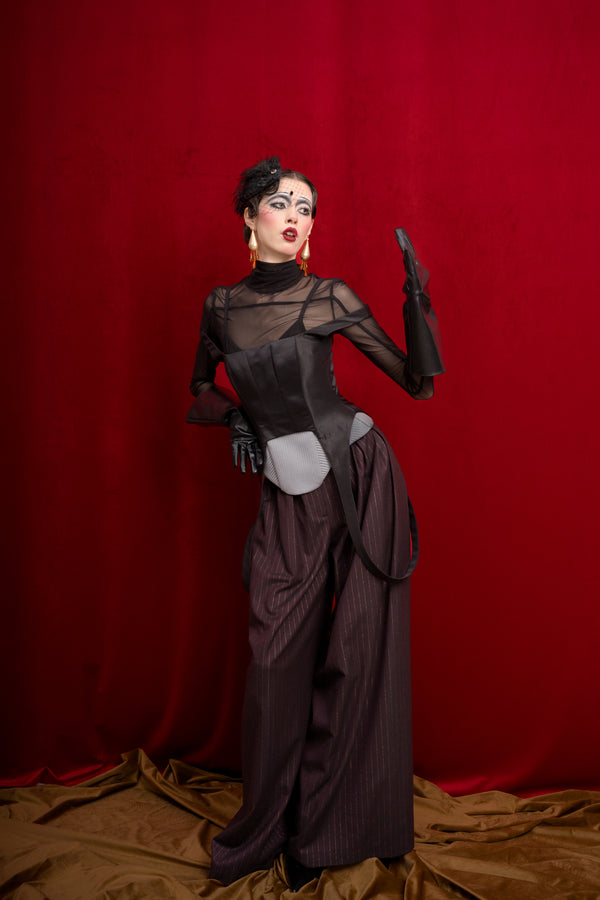 Satin Corset with Double Straps and a Bra-Top Effect “Siren”