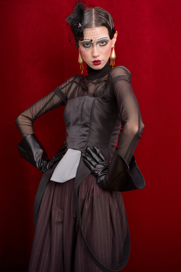 Satin Corset with Double Straps and a Bra-Top Effect “Siren”