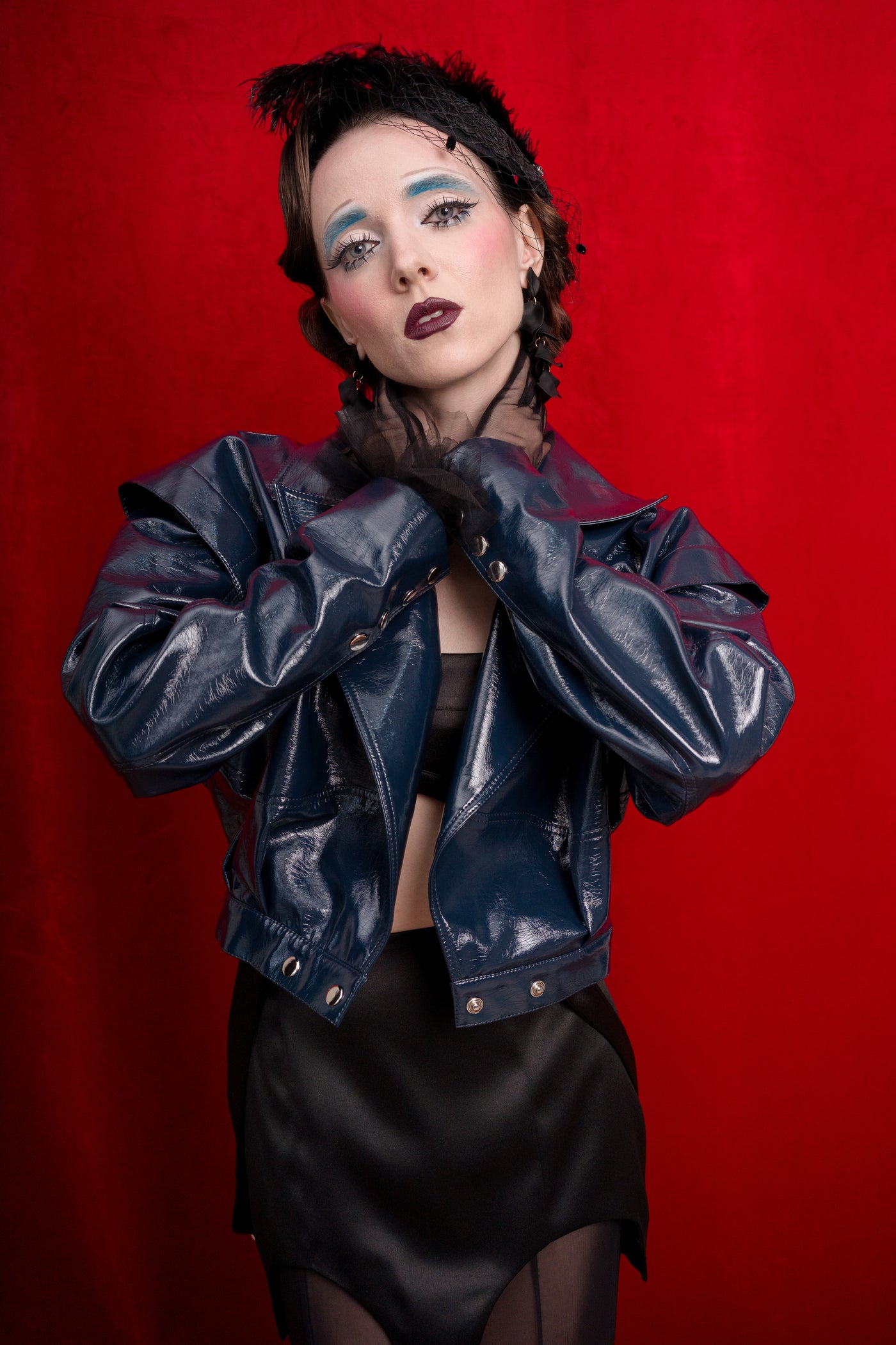Navy Vegan Leather Jacket