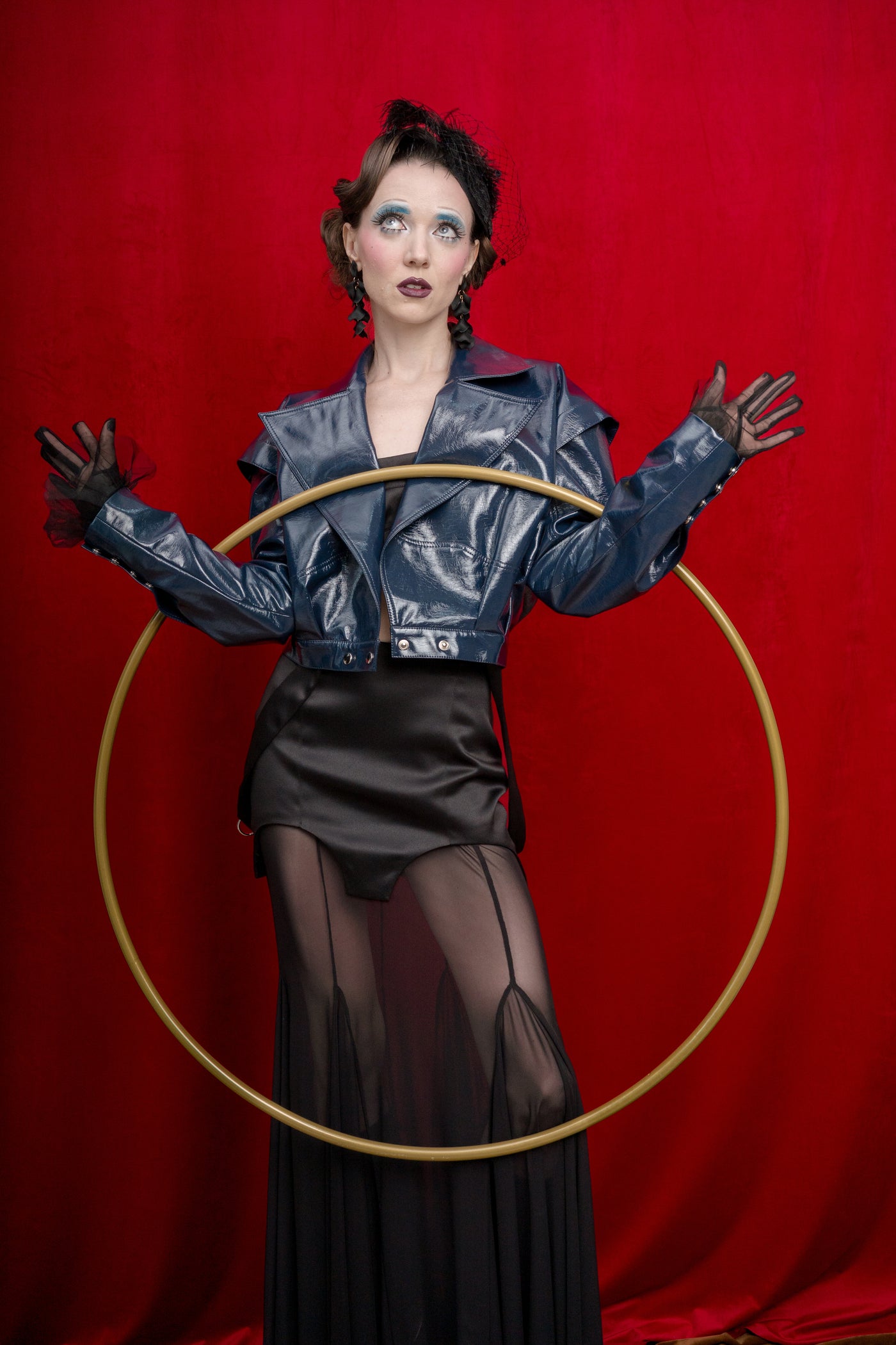 Navy Vegan Leather Jacket