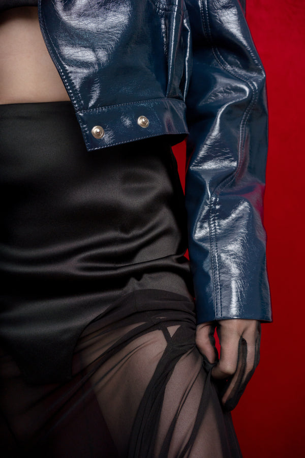 Satin & Sheer Godet Maxi Skirt “Queen”