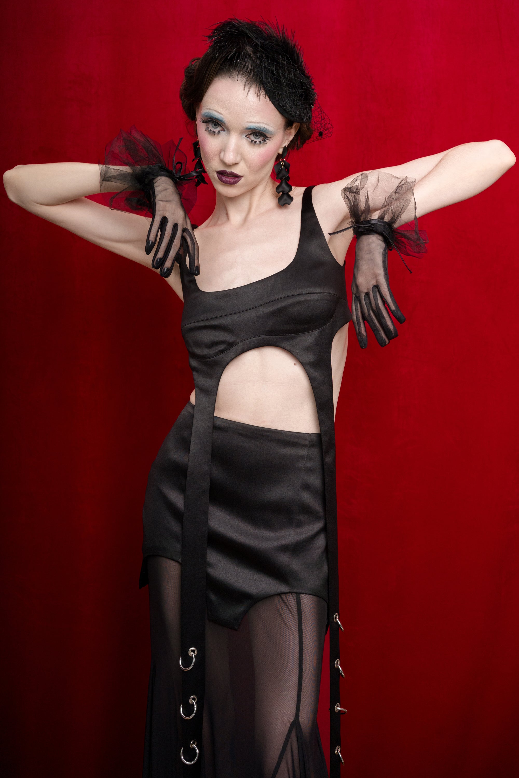 Satin & Sheer Godet Maxi Skirt “Queen”