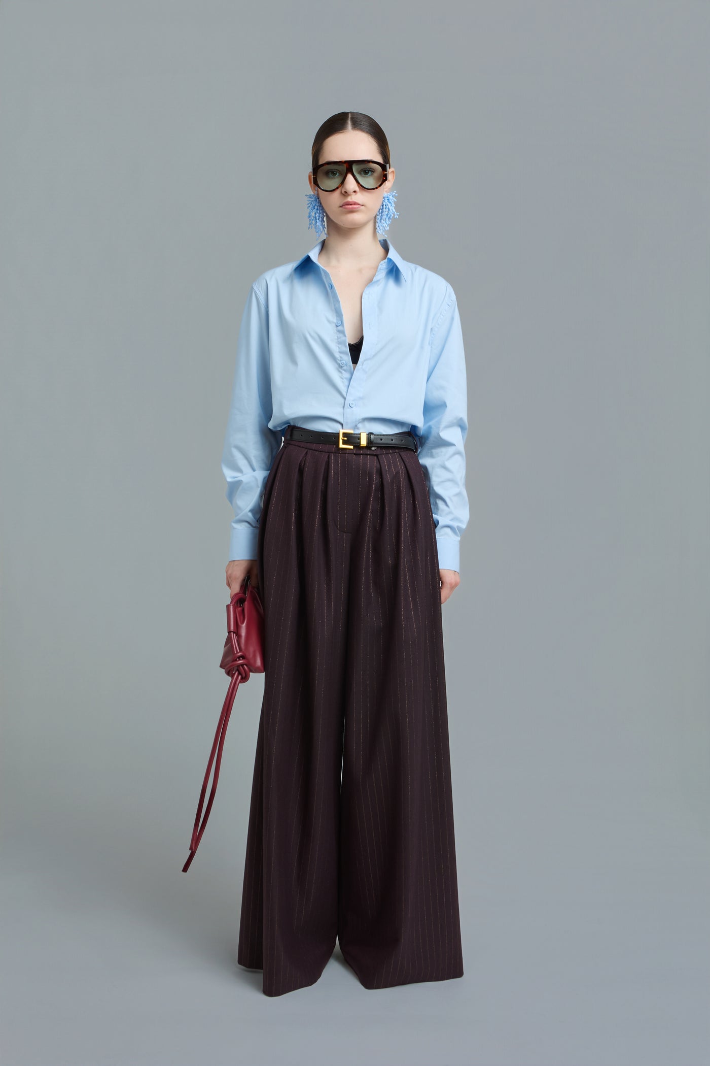 Pinstripe Wide-Leg Pants by Naked Doll