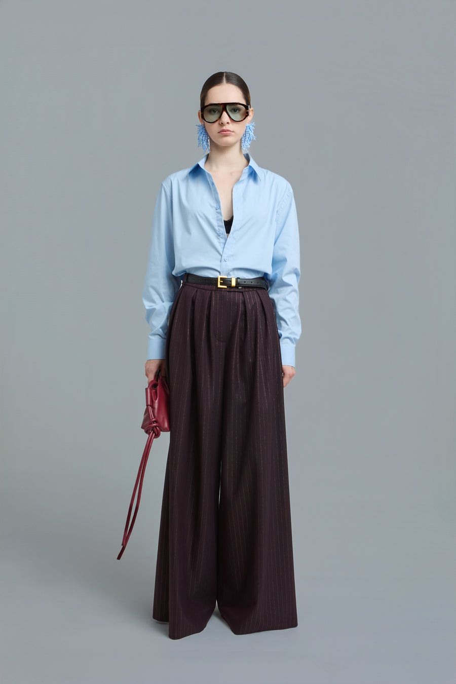 Pinstripe Wide-Leg Pants by Naked Doll