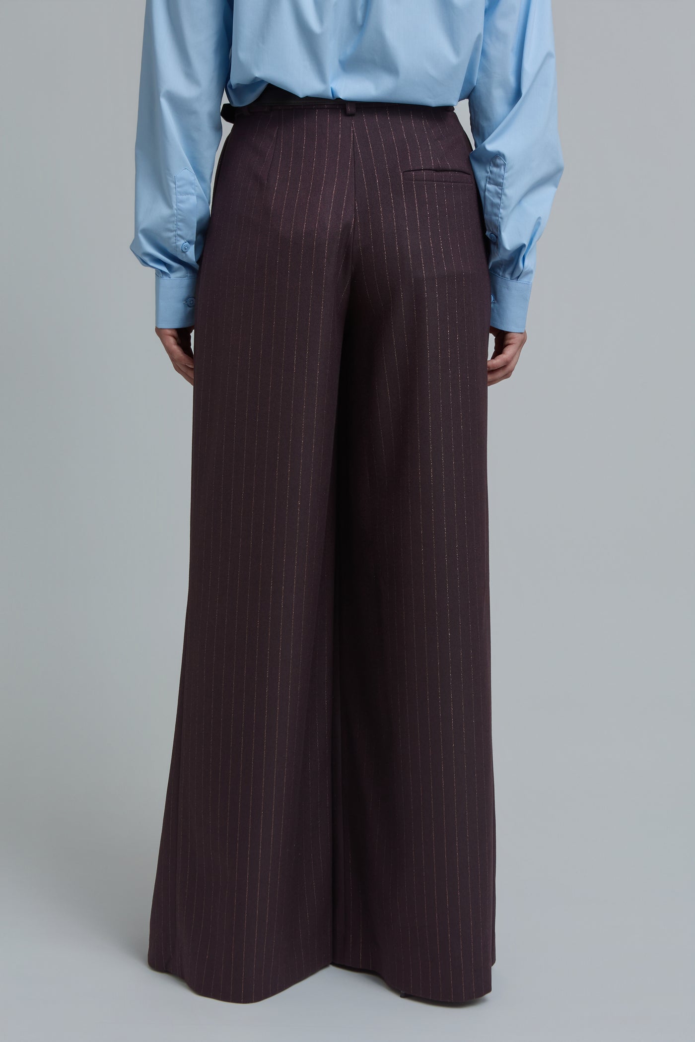 Pinstripe Wide-Leg Pants