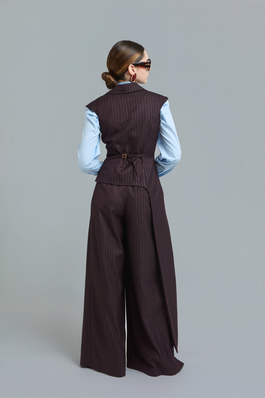 Pinstripe Asymmetric Tailored Vest