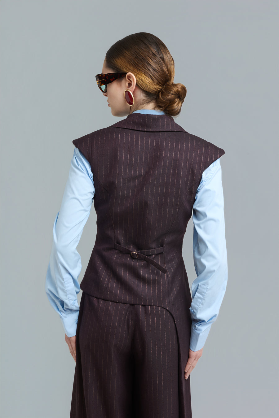 Pinstripe Asymmetric Tailored Vest