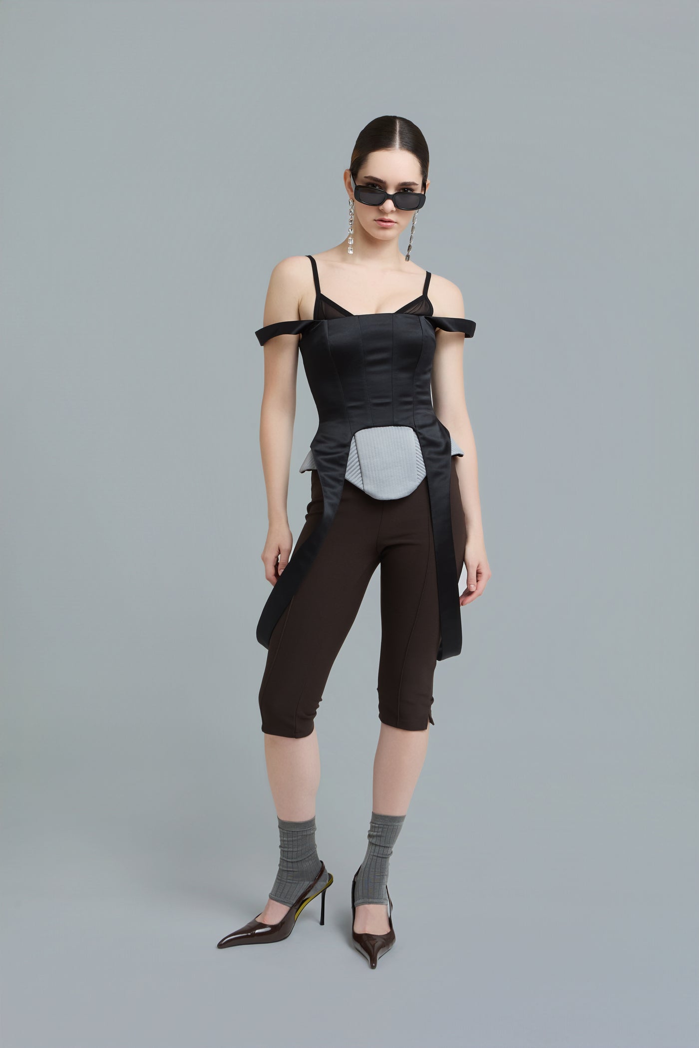 Double-Strap Satin Corset Top