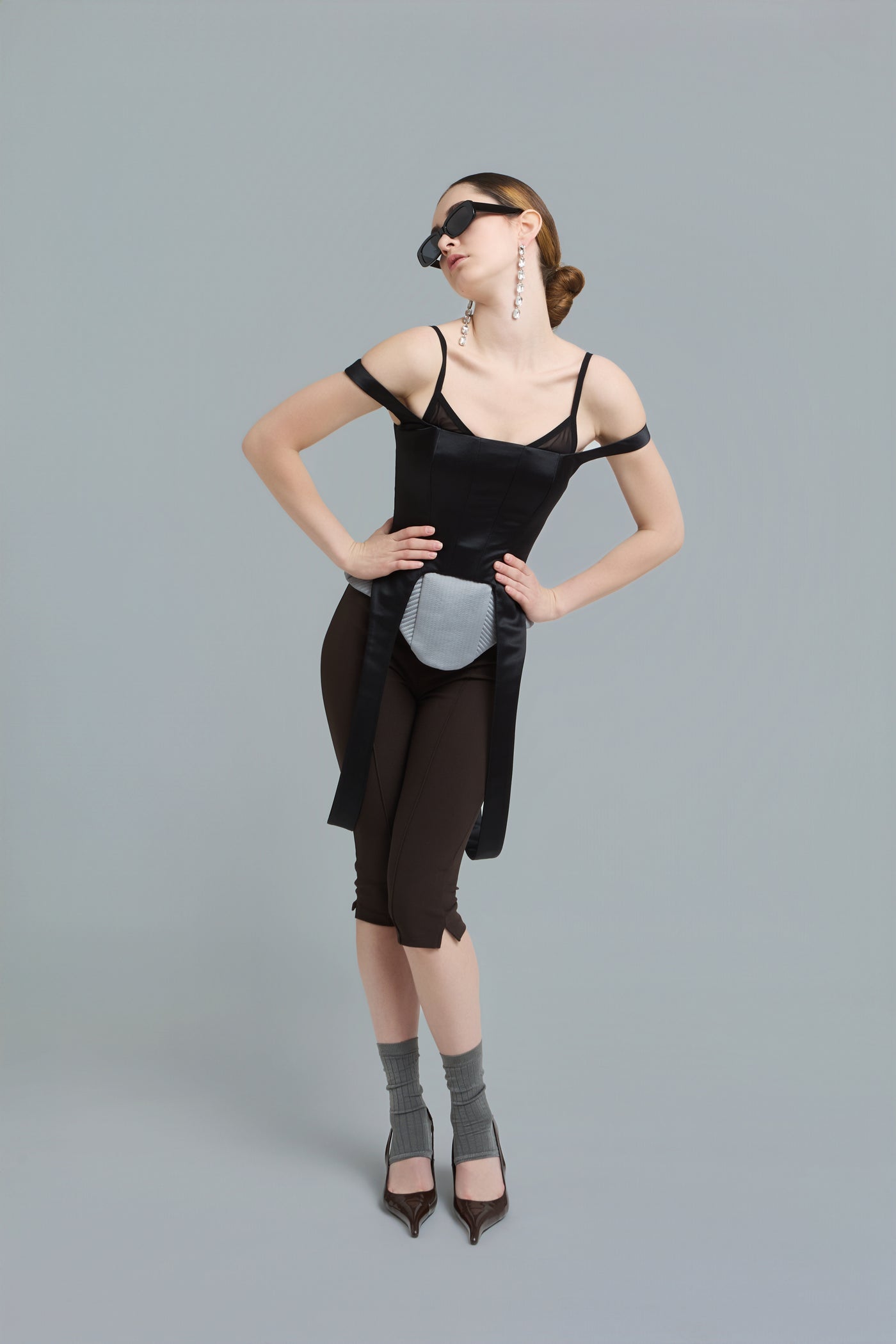 Double-Strap Satin Corset Top