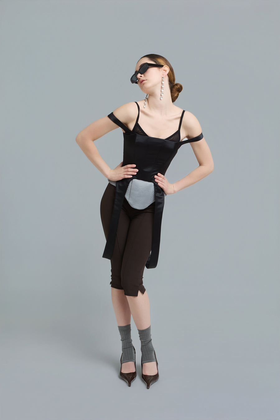 Double-Strap Satin Corset Top