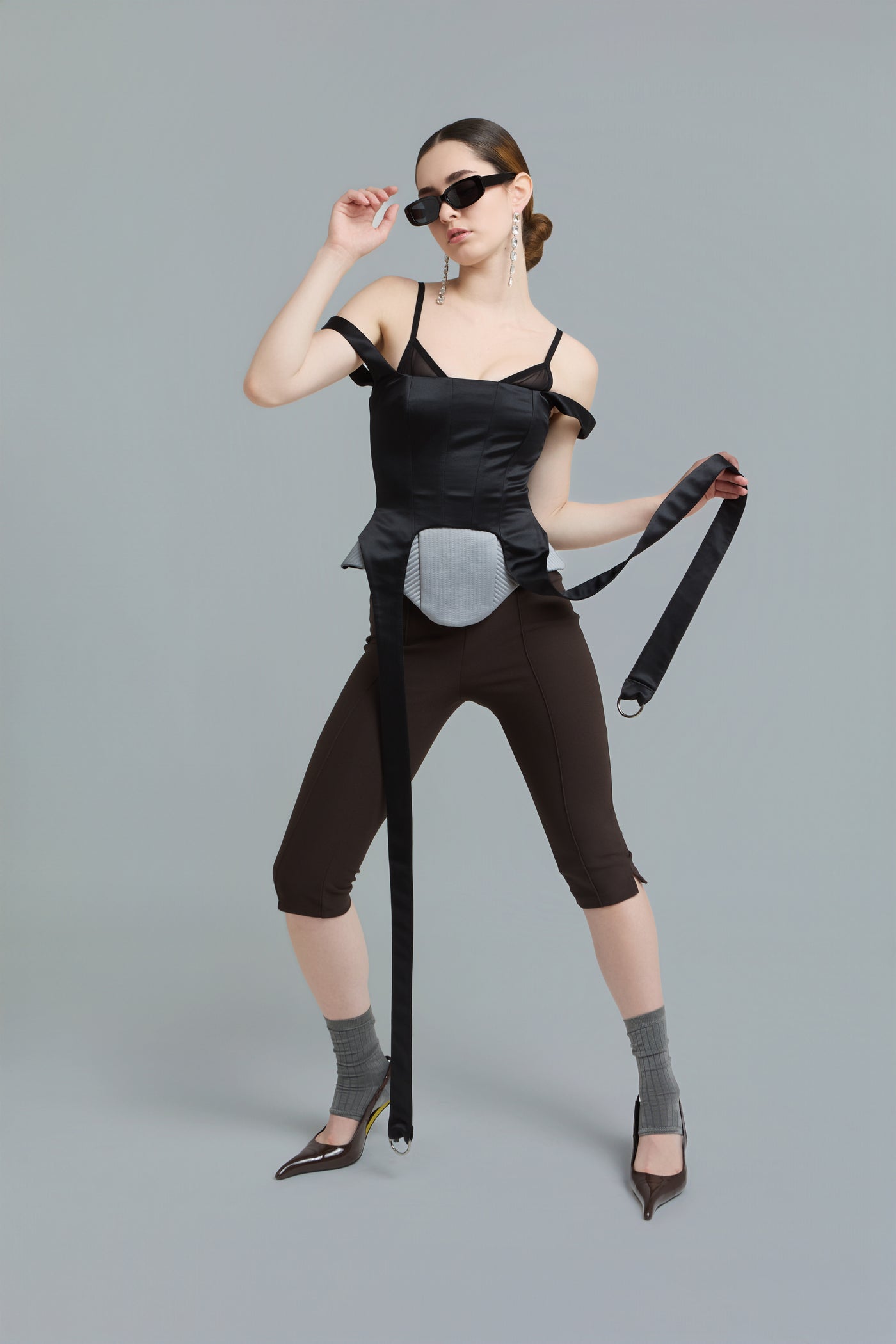 Double-Strap Satin Corset Top