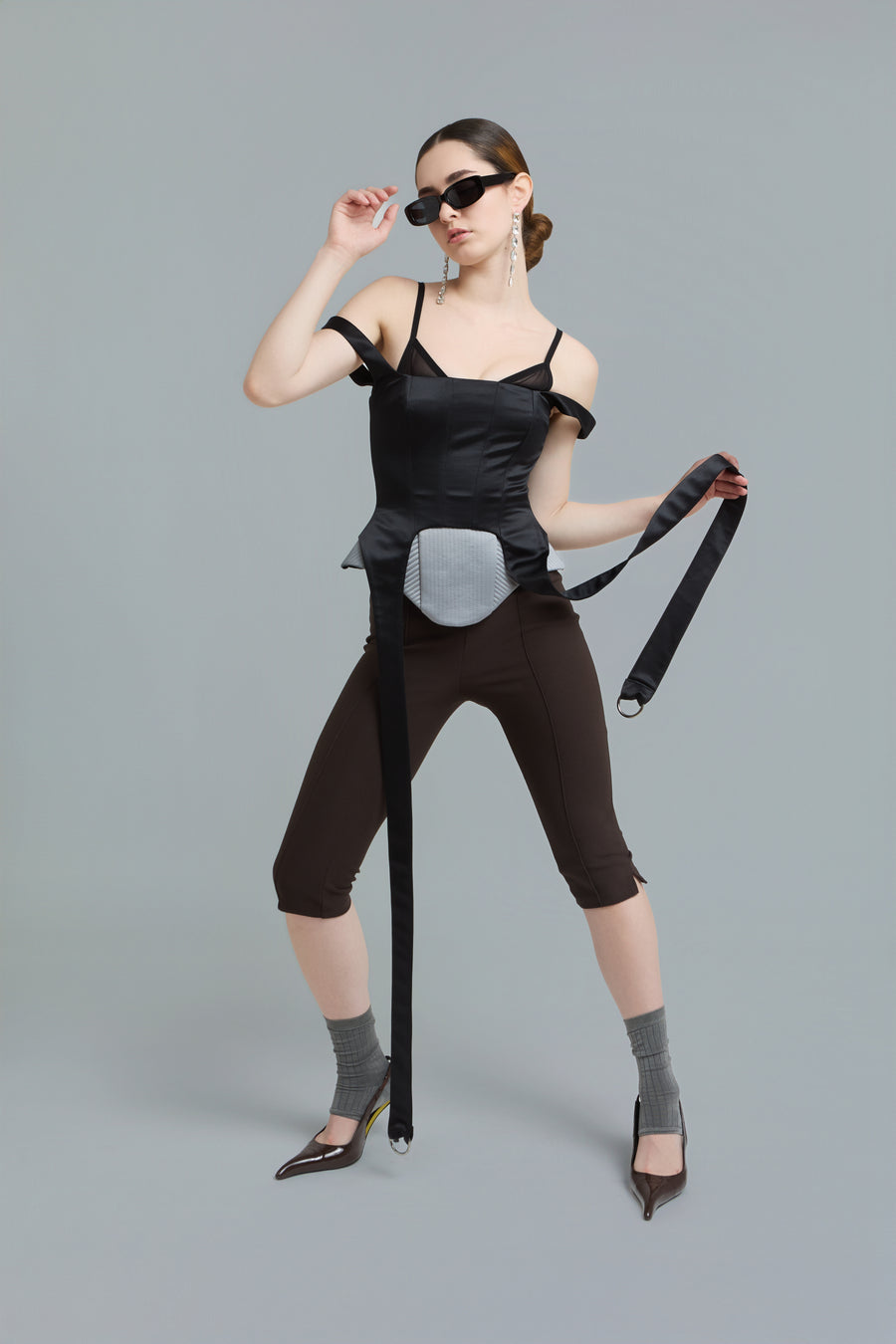 Double-Strap Satin Corset Top