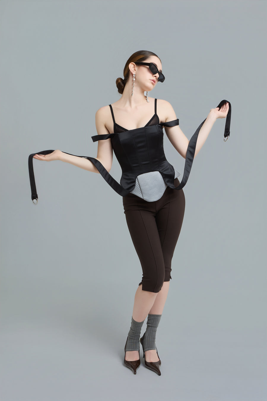 Double-Strap Satin Corset Top