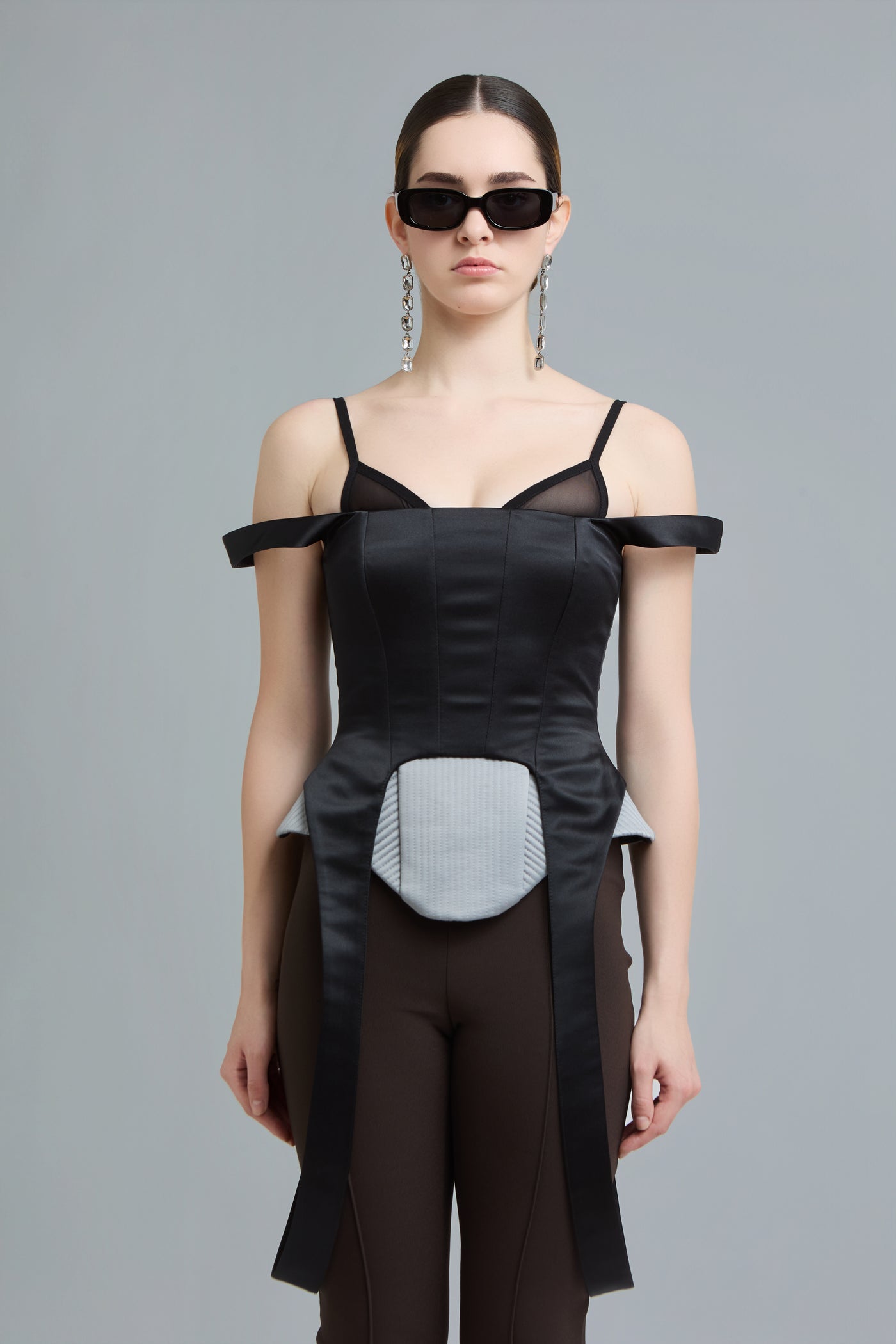 Double-Strap Satin Corset Top