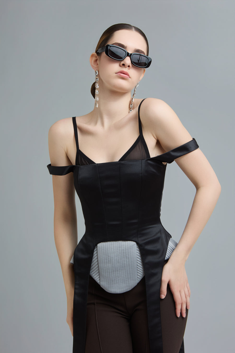Double-Strap Satin Corset Top