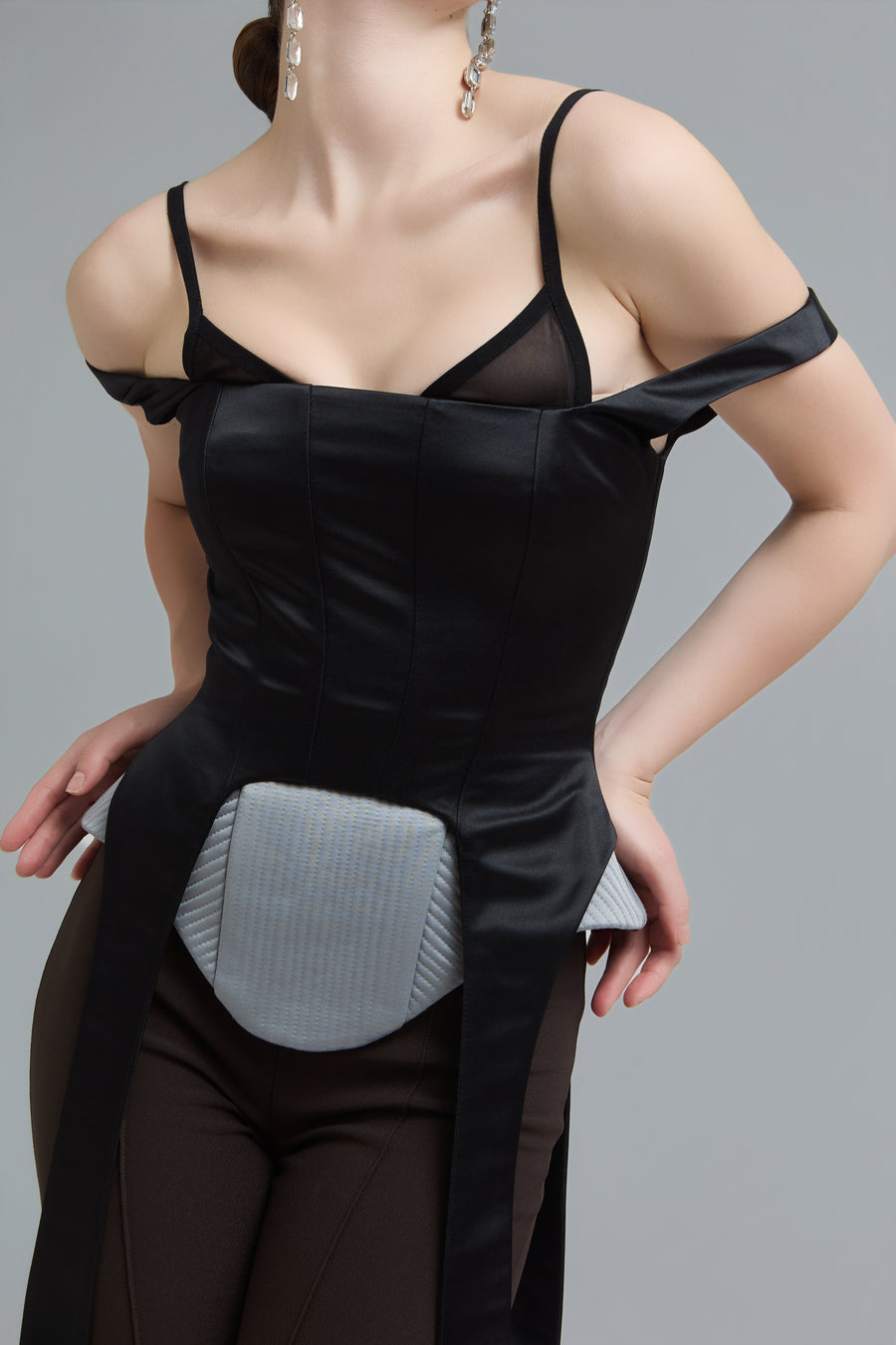 Double-Strap Satin Corset Top