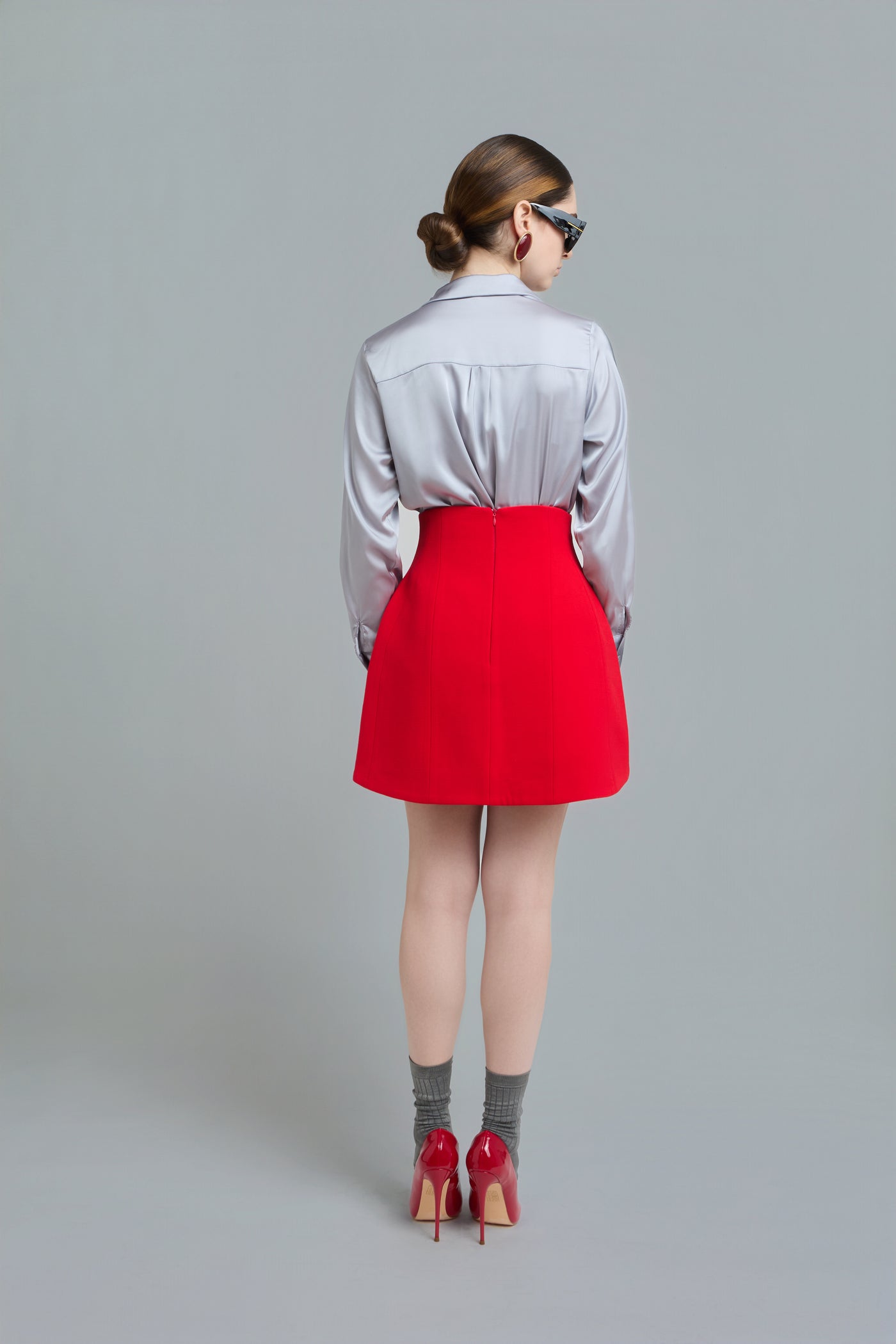 Red Tailored Mini Skirt