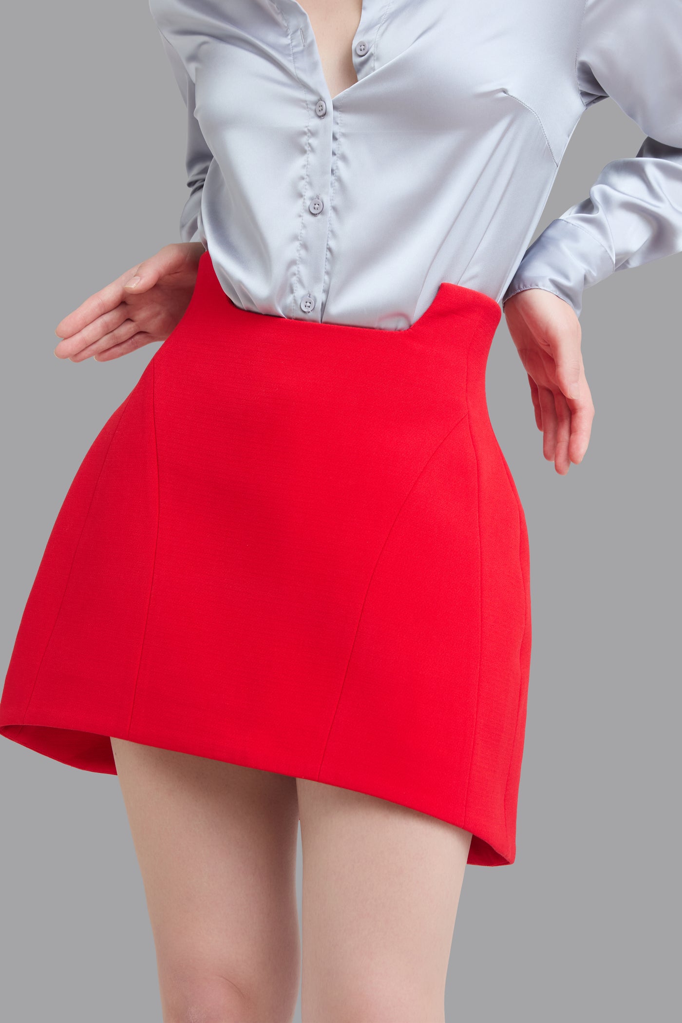 Red Tailored Mini Skirt