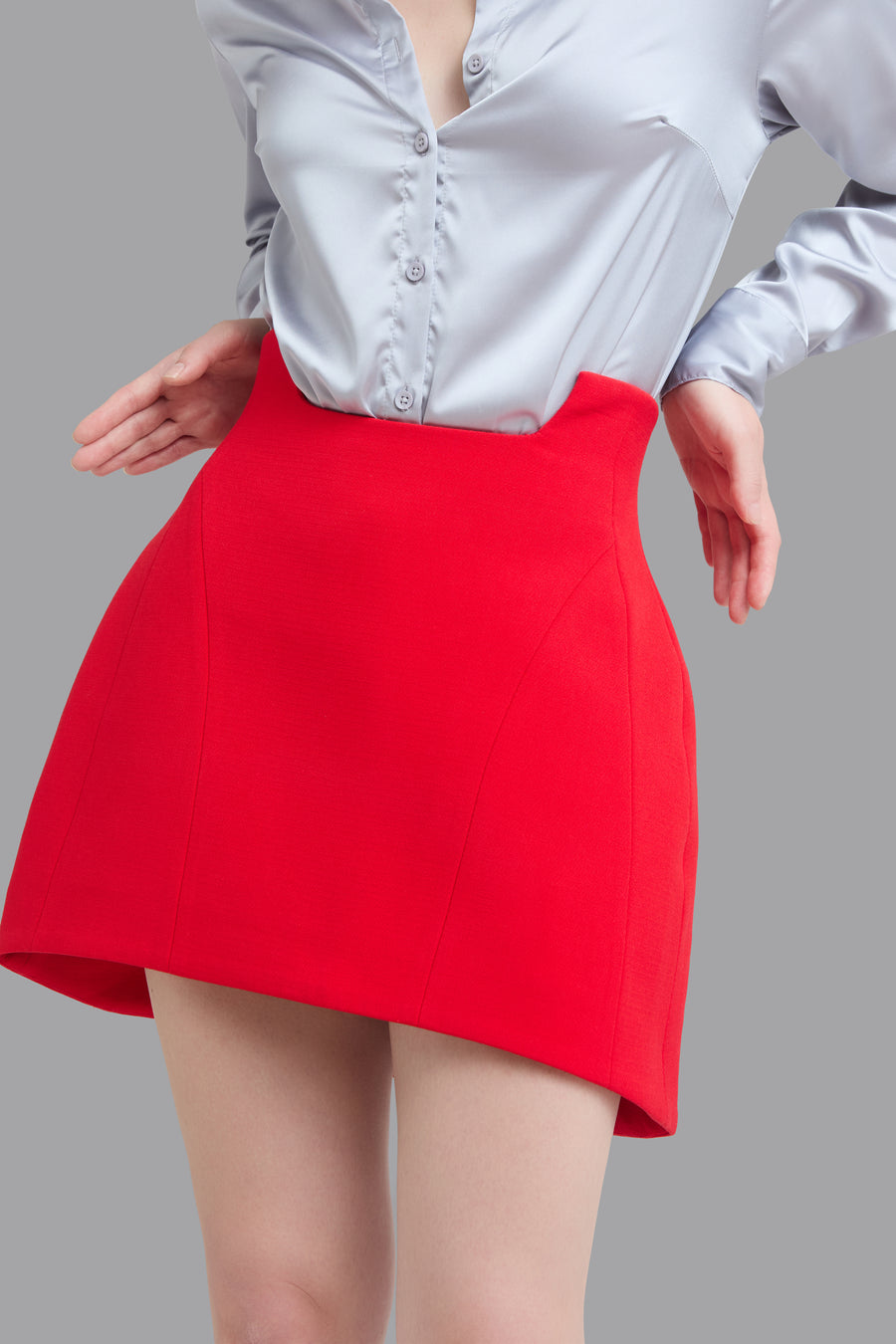 Red Tailored Mini Skirt