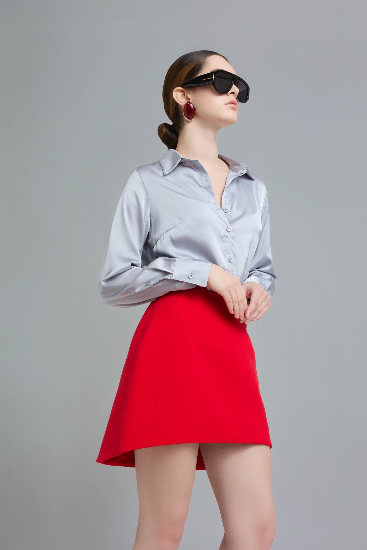 Red Tailored Mini Skirt