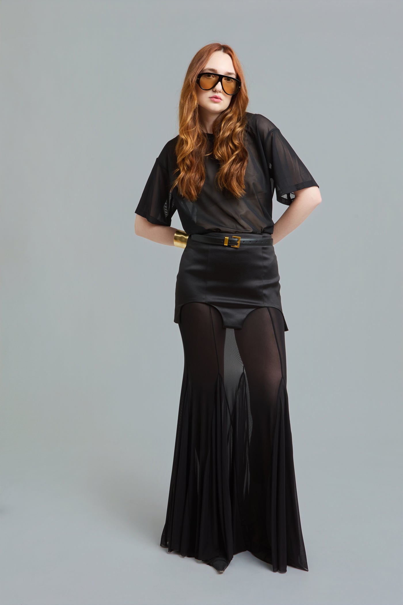 Satin & Sheer Maxi Skirt