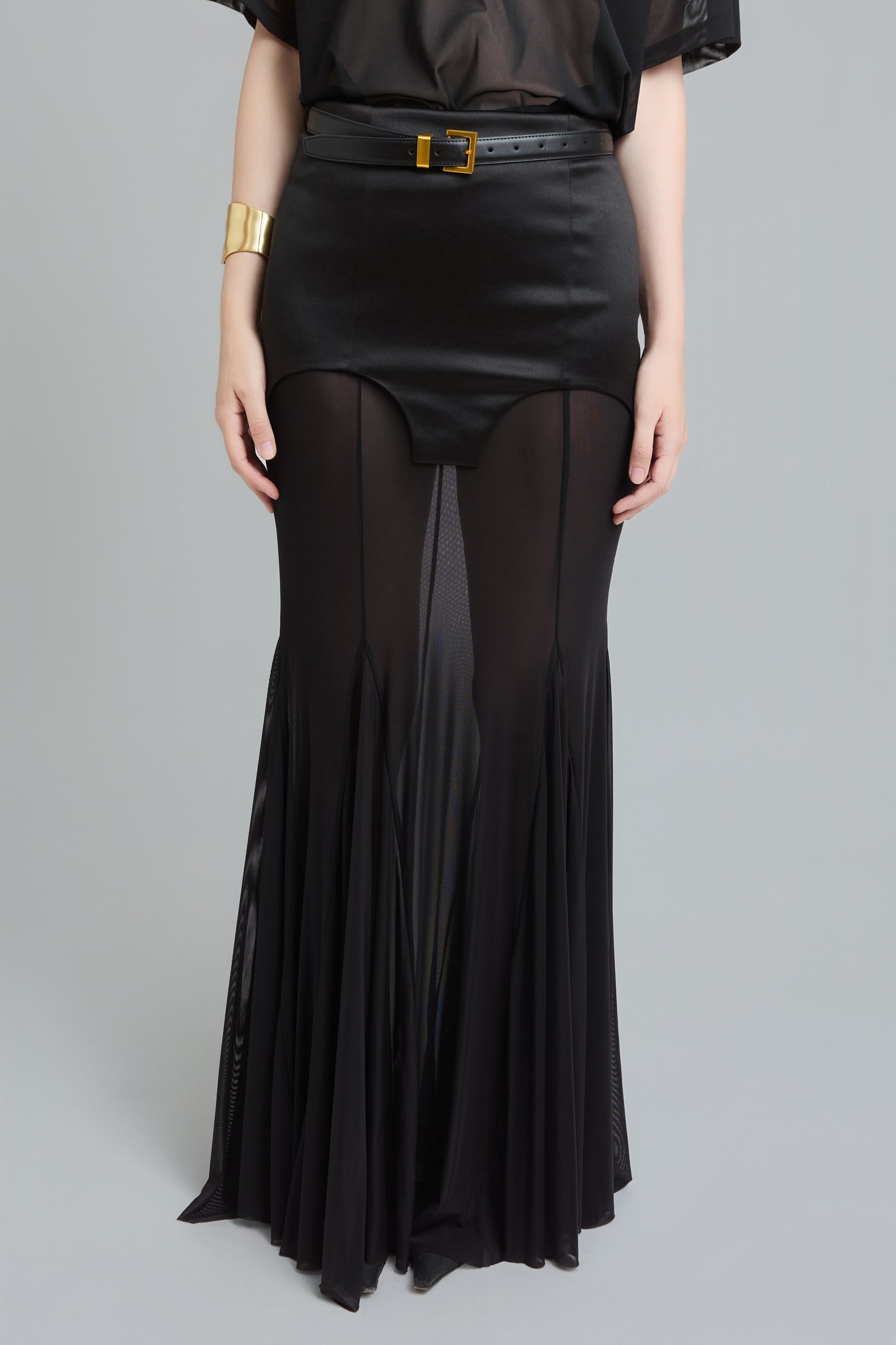 Satin & Sheer Maxi Skirt
