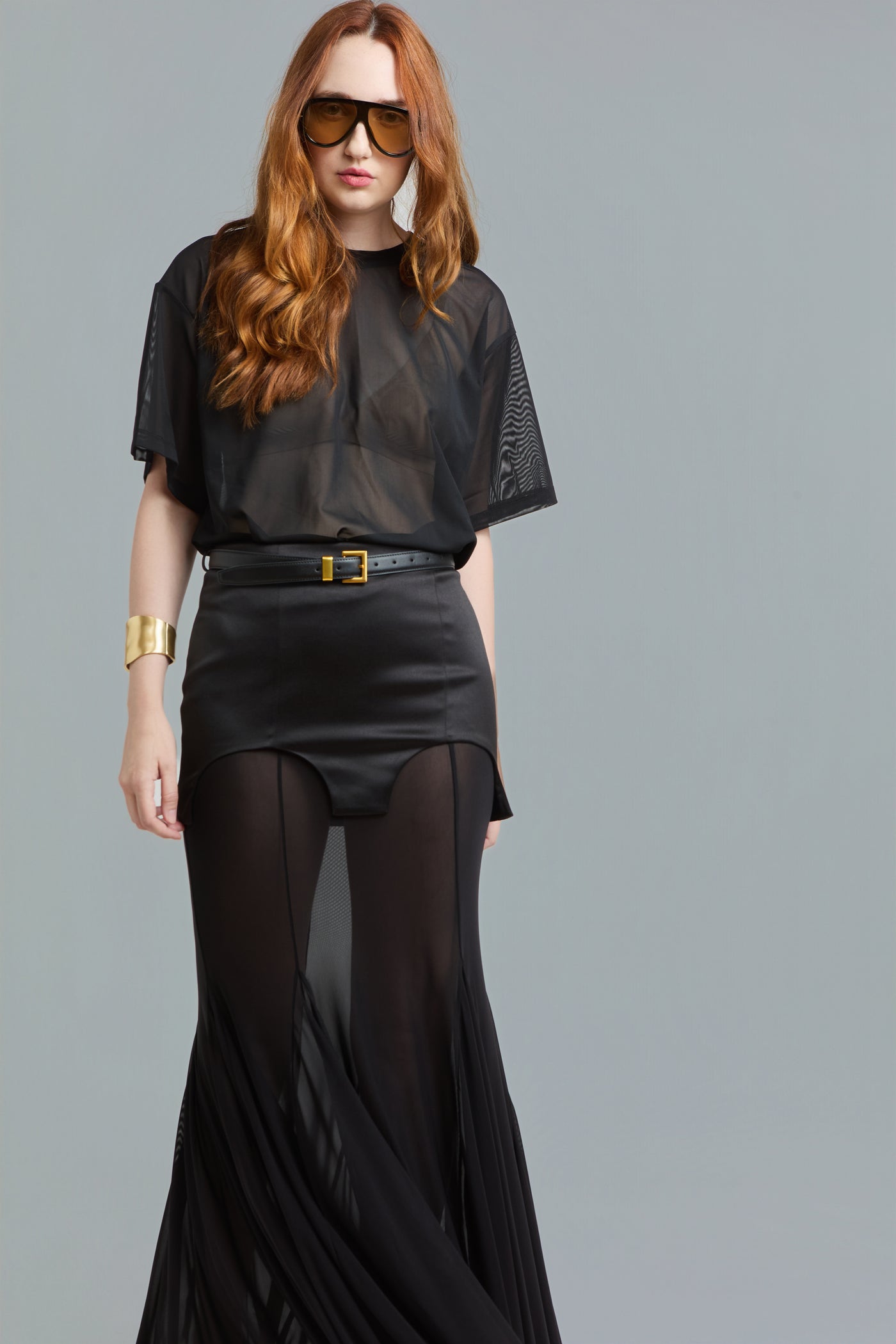 Oversized Mesh T-Shirt Set with Top