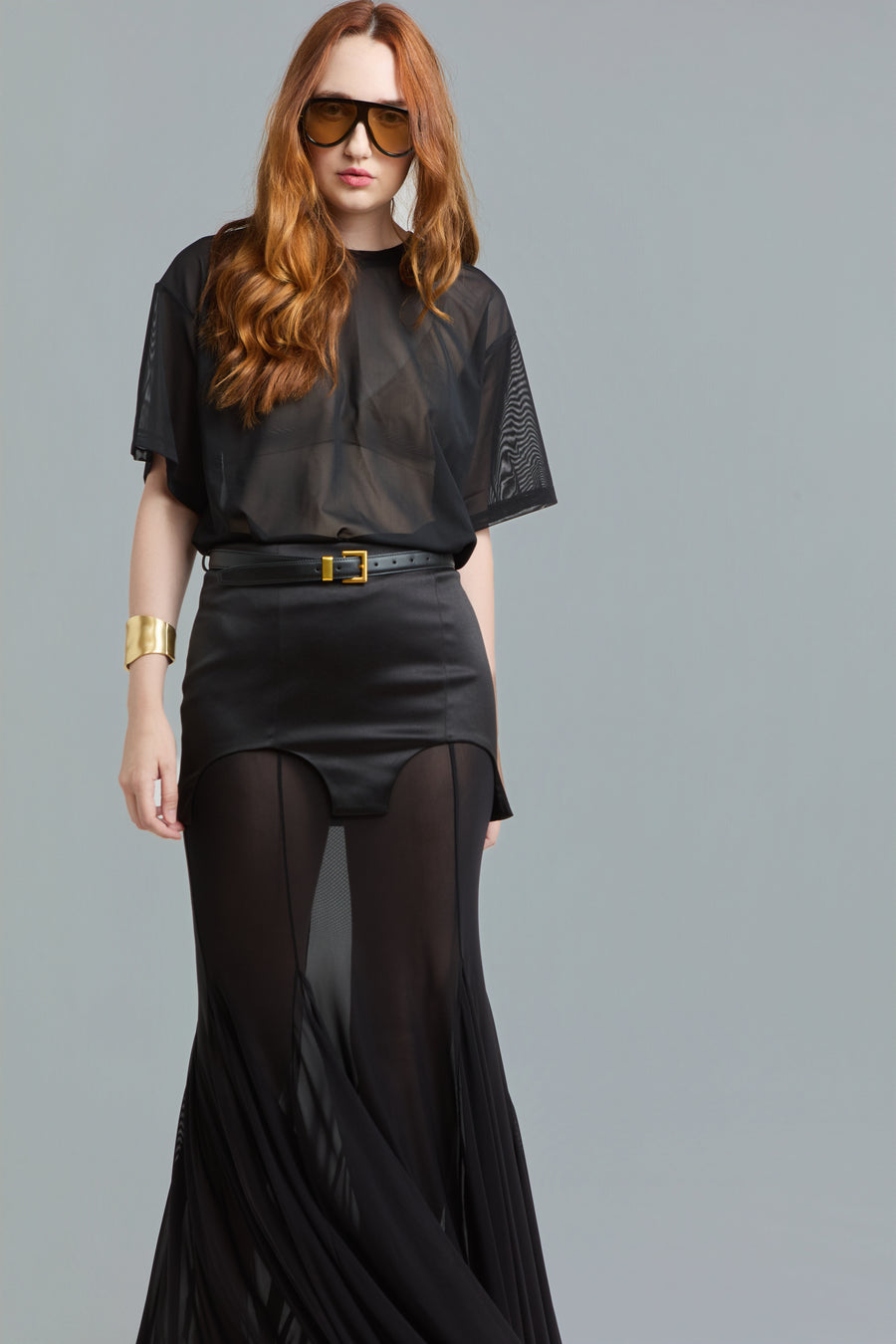 Oversized Mesh T-Shirt Set with Top