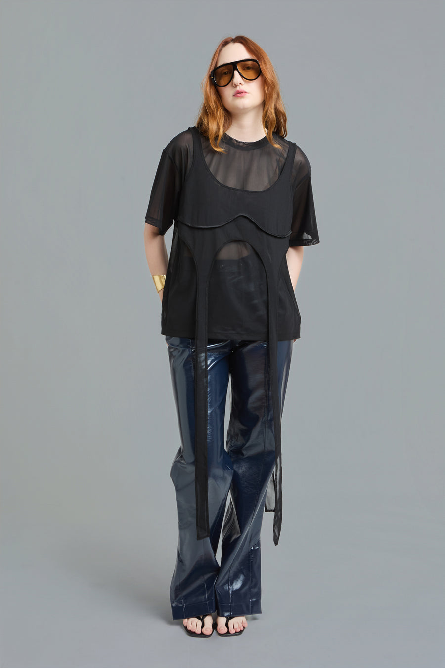 Oversized Mesh T-Shirt Set with Top