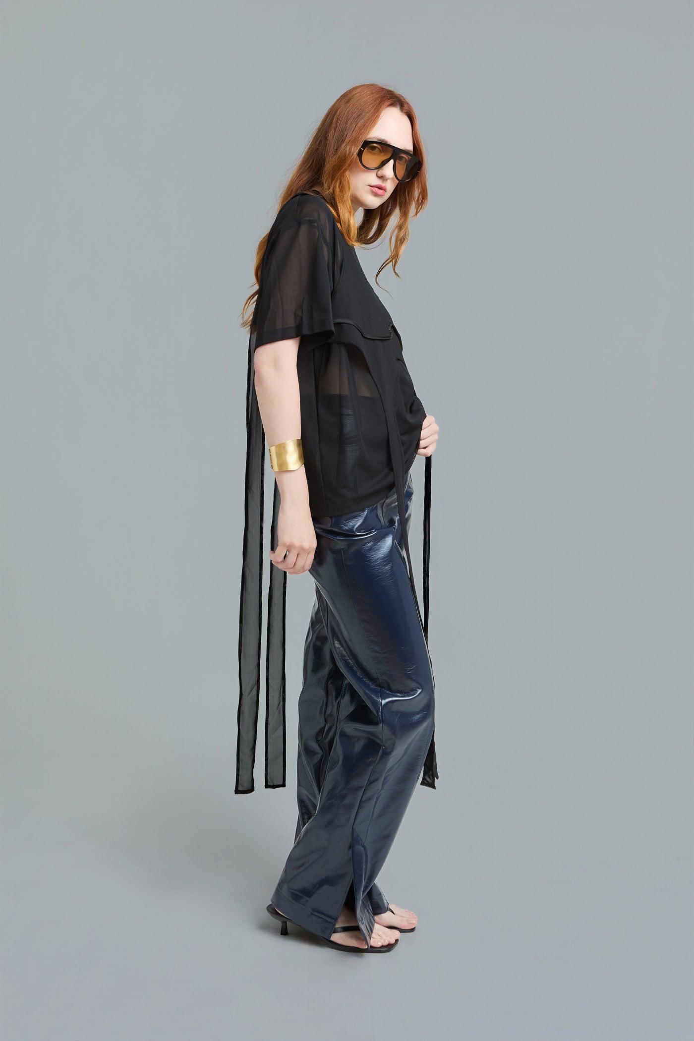 Oversized Mesh T-Shirt Set with Top