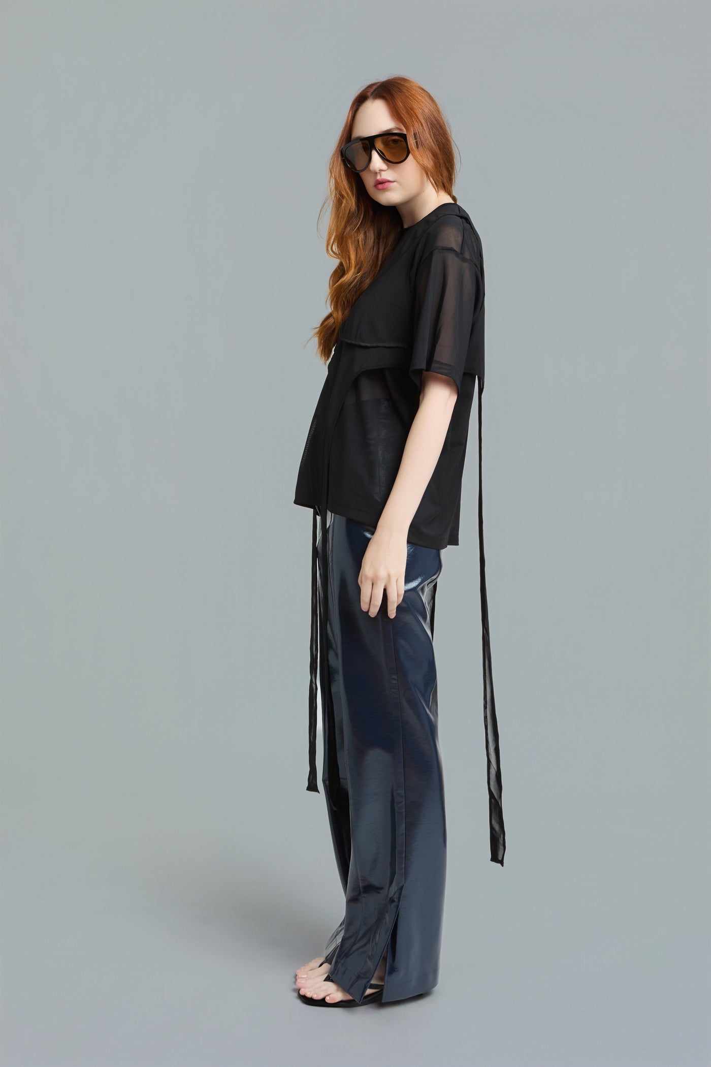 Oversized Mesh T-Shirt Set with Top