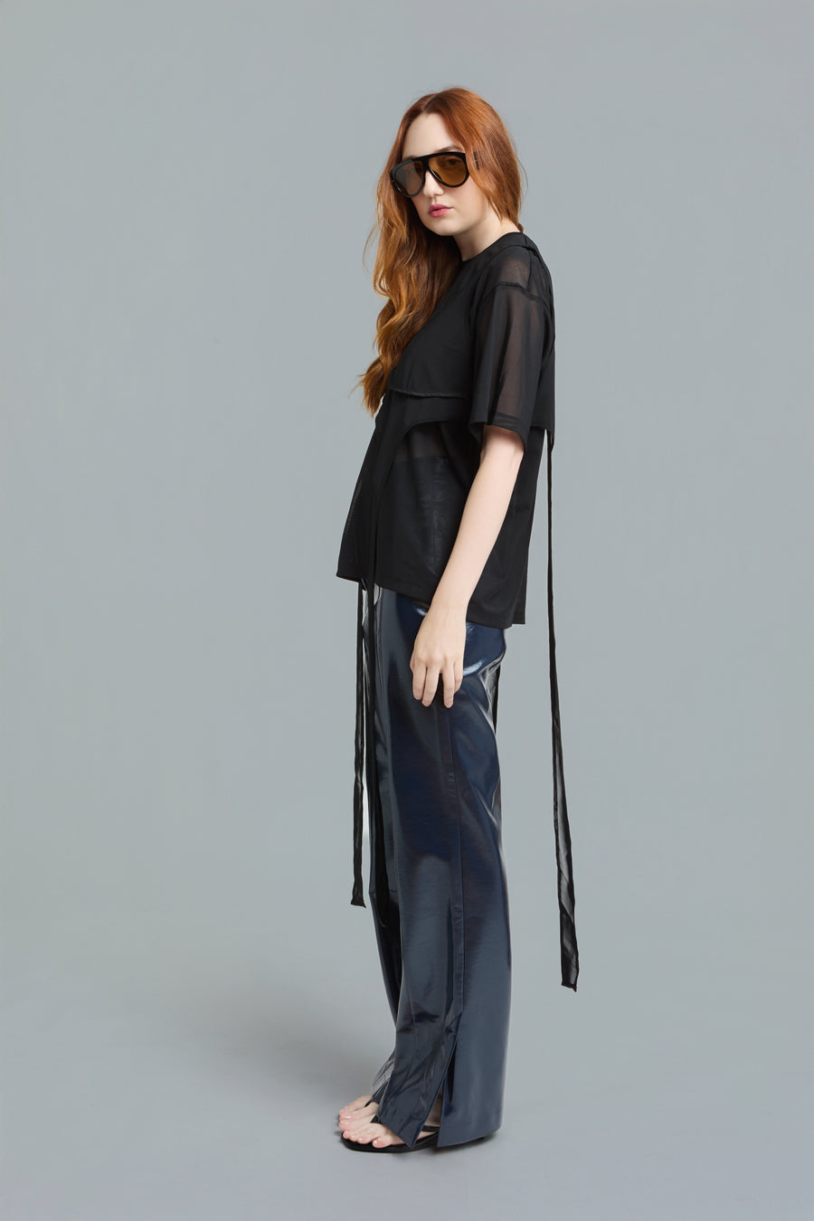Oversized Mesh T-Shirt Set with Top