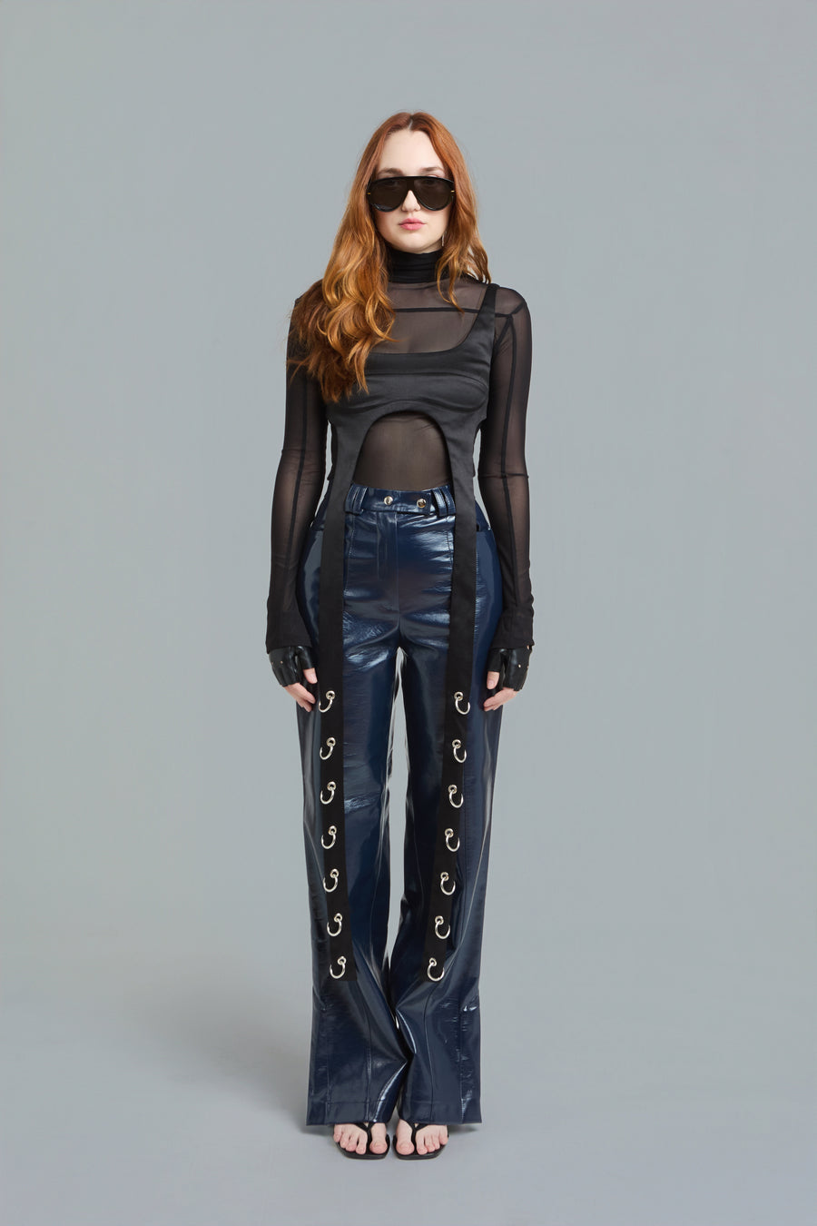 Navy Vegan Leather Pants by Naked Doll