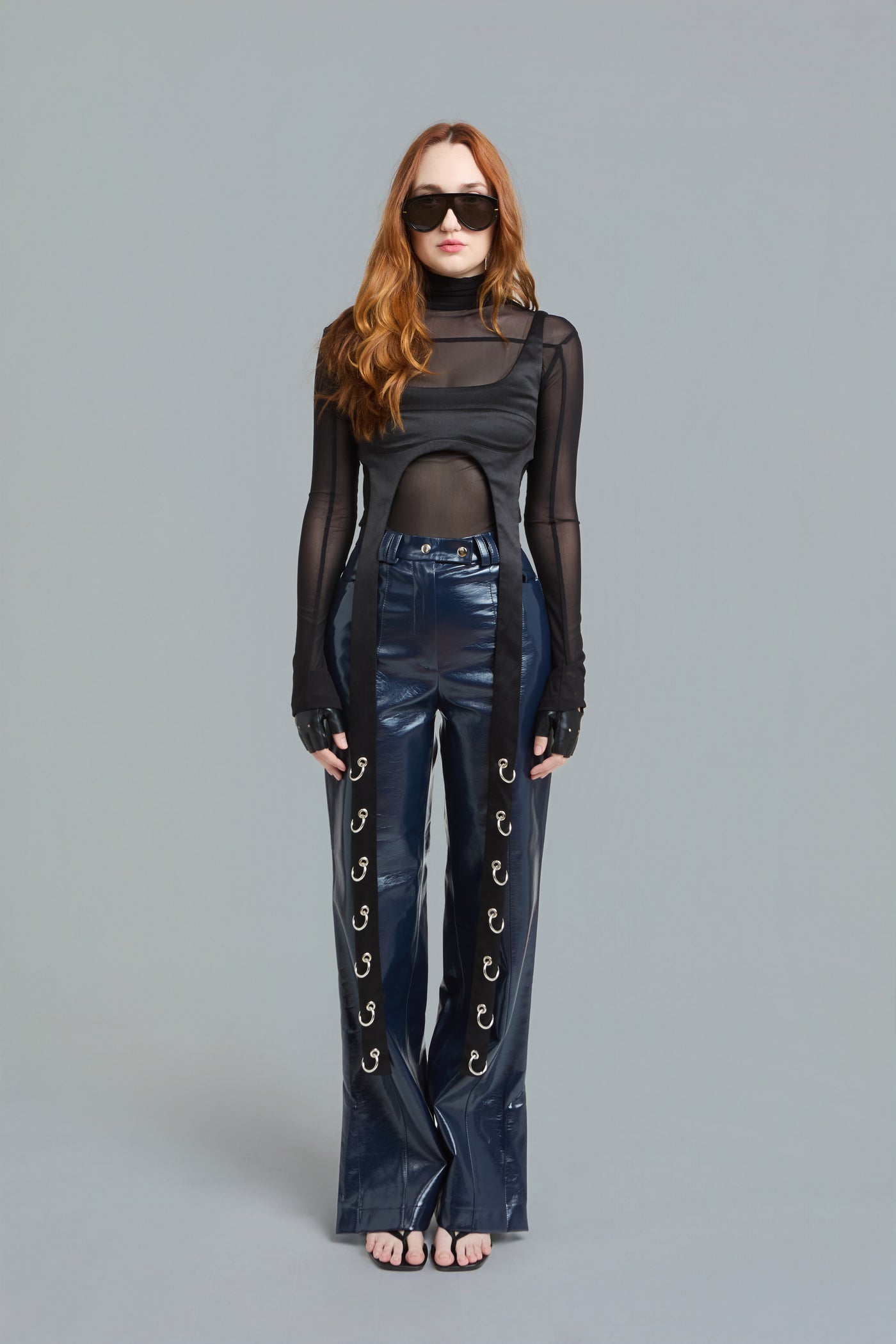 Satin Top & Mesh Turtleneck Set by Naked Doll