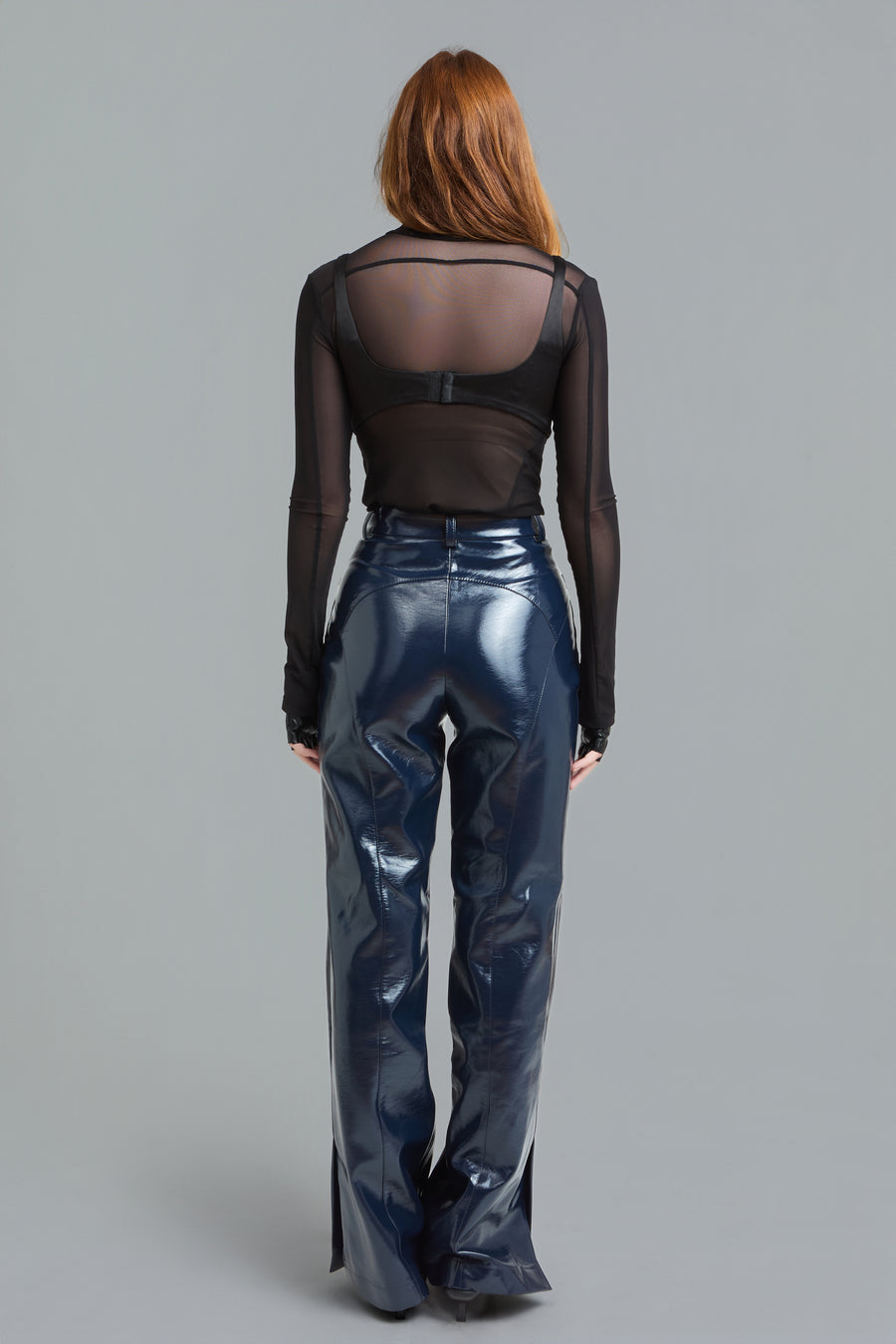 Satin Top & Mesh Turtleneck Set