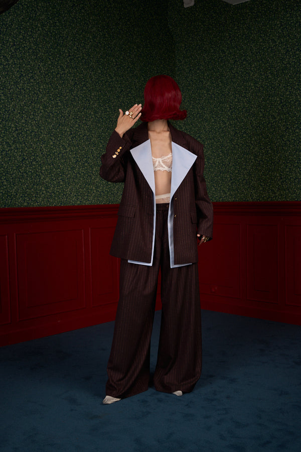 Wide Pinstripe Suit Pants "Iconic"