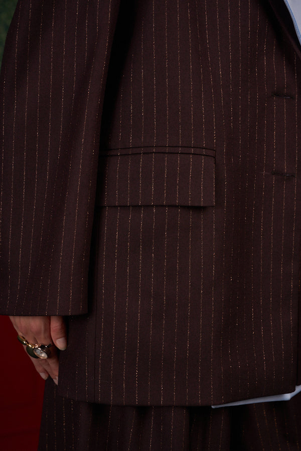 Transformable Oversized Brown Pinstripe Blazer "Iconic"