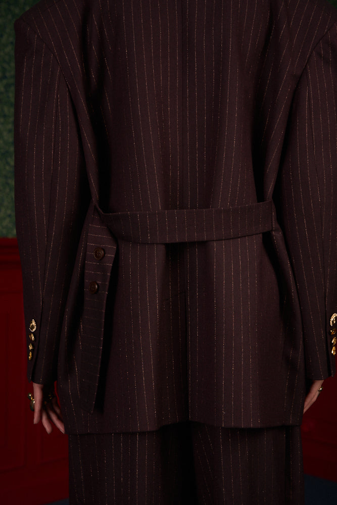 Transformable Oversized Brown Pinstripe Blazer "Iconic"