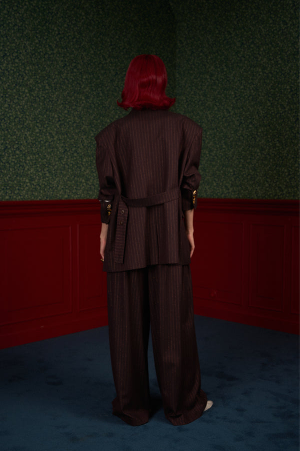 Transformable Oversized Brown Pinstripe Blazer "Iconic"