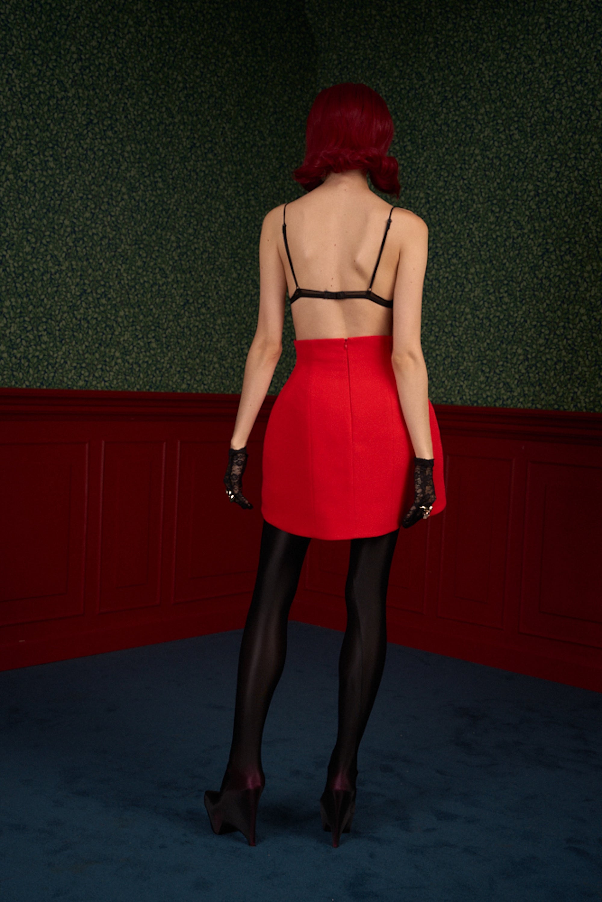 Red High-Waist Mini Skirt “Flame”