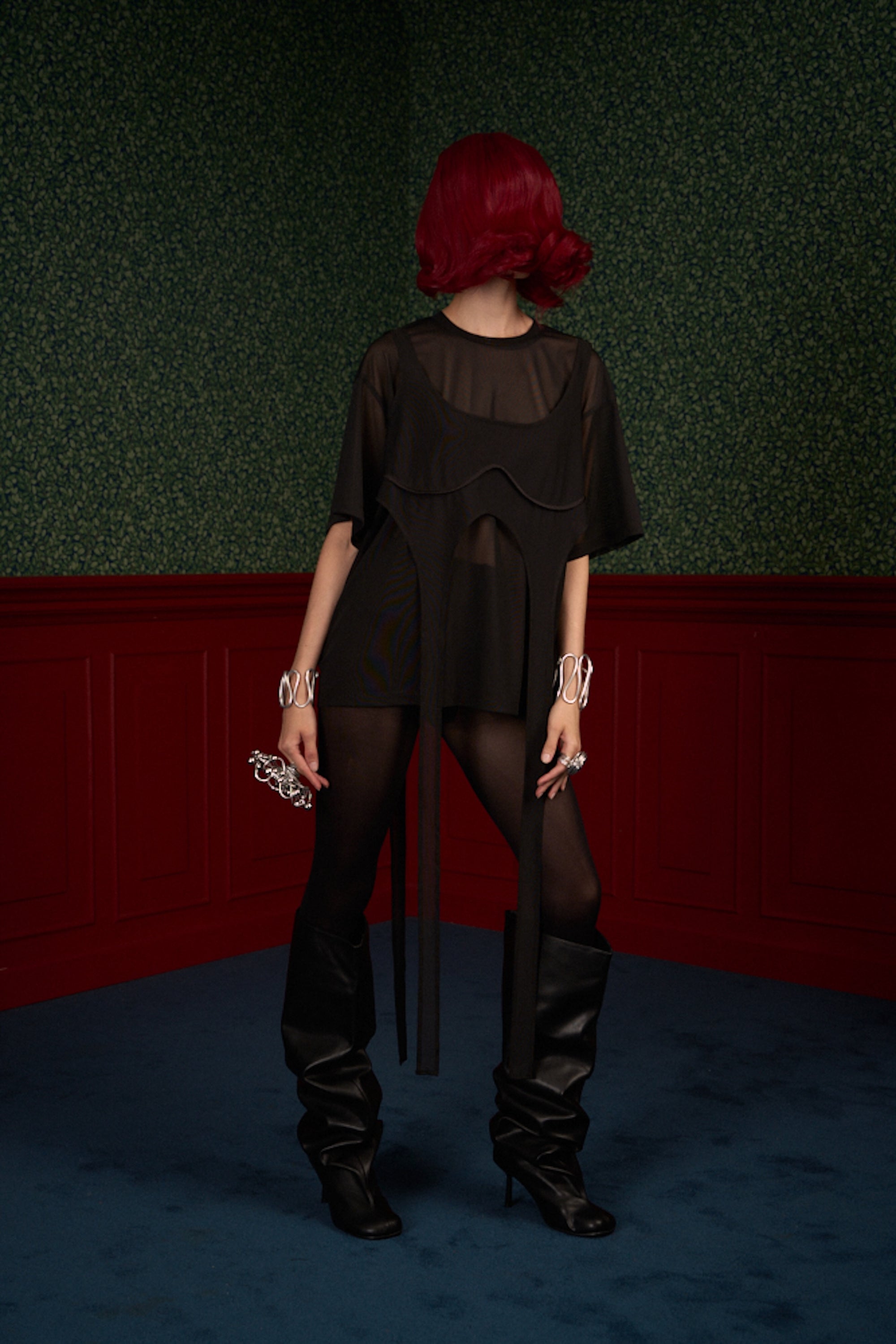 Oversized Mesh T-Shirt Set with Top